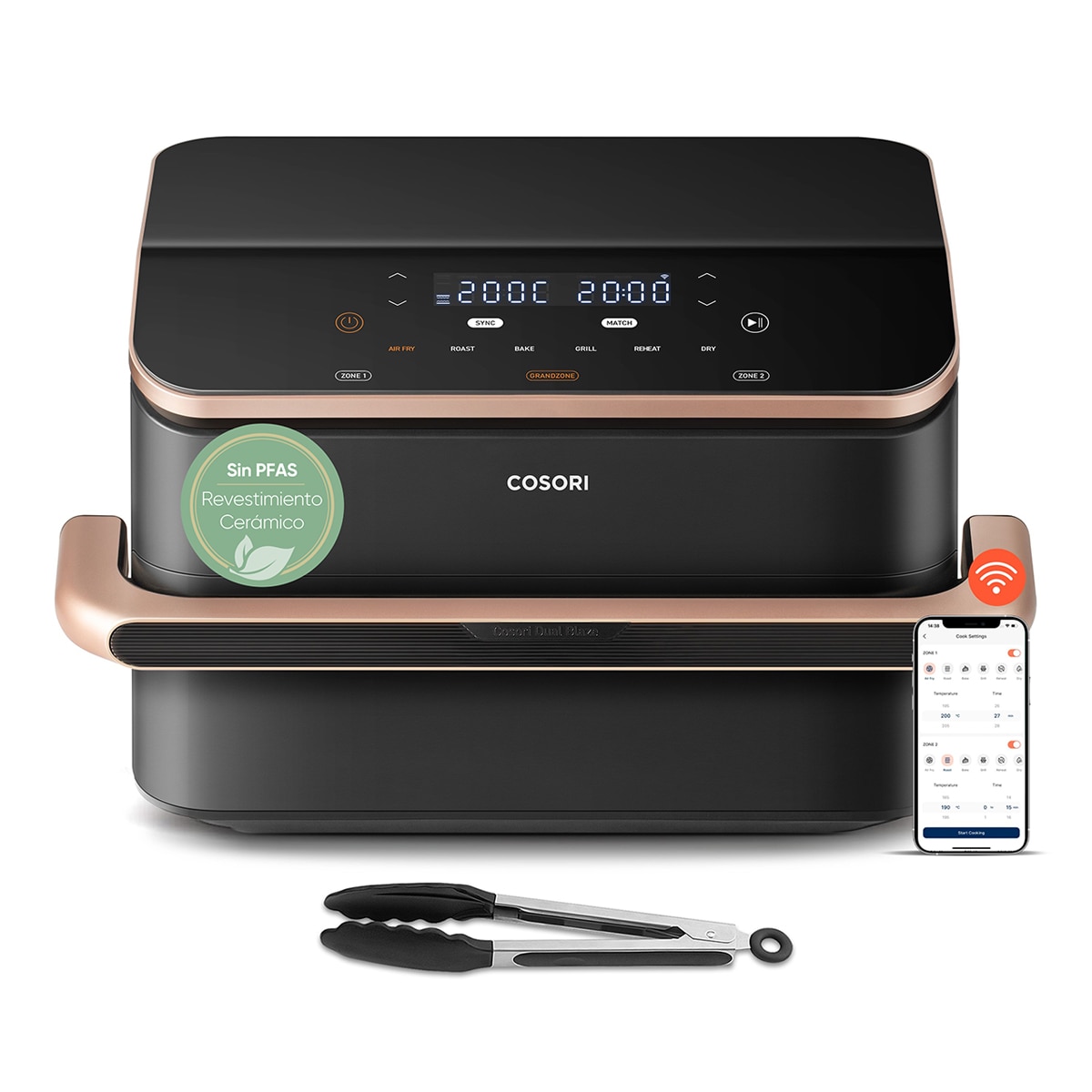 Cosori - Freidora de aire Cosori Dual Blaze Twinfry de 10 litros con revestimiento cerámico libre de PFAS.