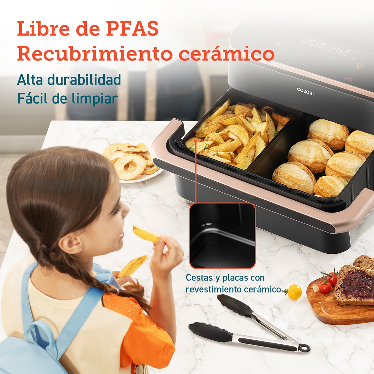 Freidora de aire Cosori Dual Blaze Twinfry de 10 litros con revestimiento cerámico libre de PFAS 4