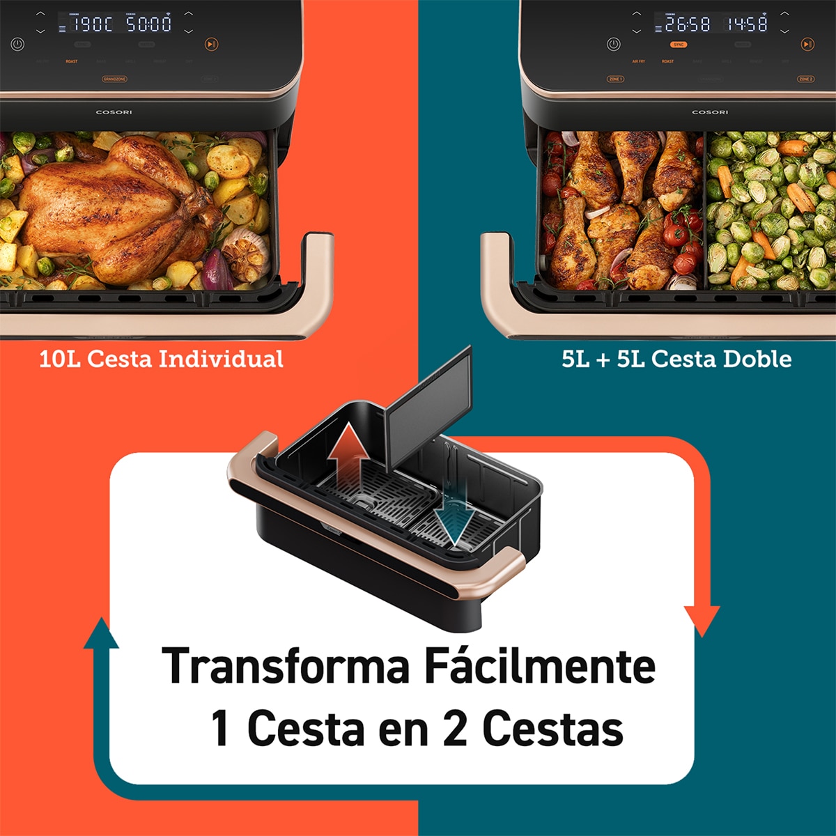Freidora de aire Cosori Dual Blaze Twinfry de 10 litros con revestimiento cerámico libre de PFAS 6