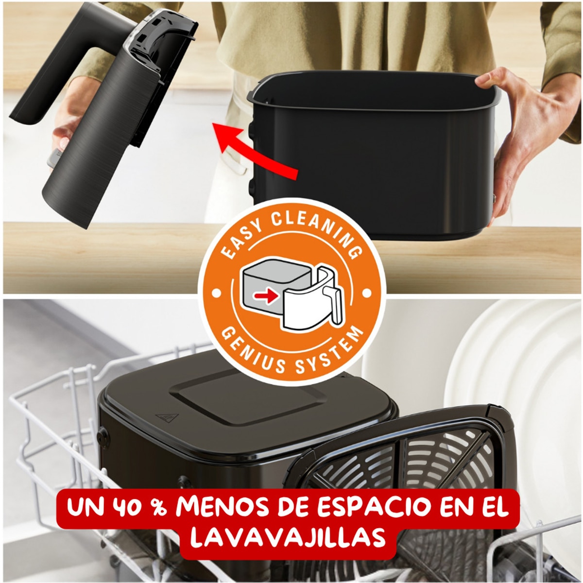 Freidora sin aceite Moulinex EZ866 Easy Fry Mega Compact 7,5 litros hasta 8 personas Gris-5