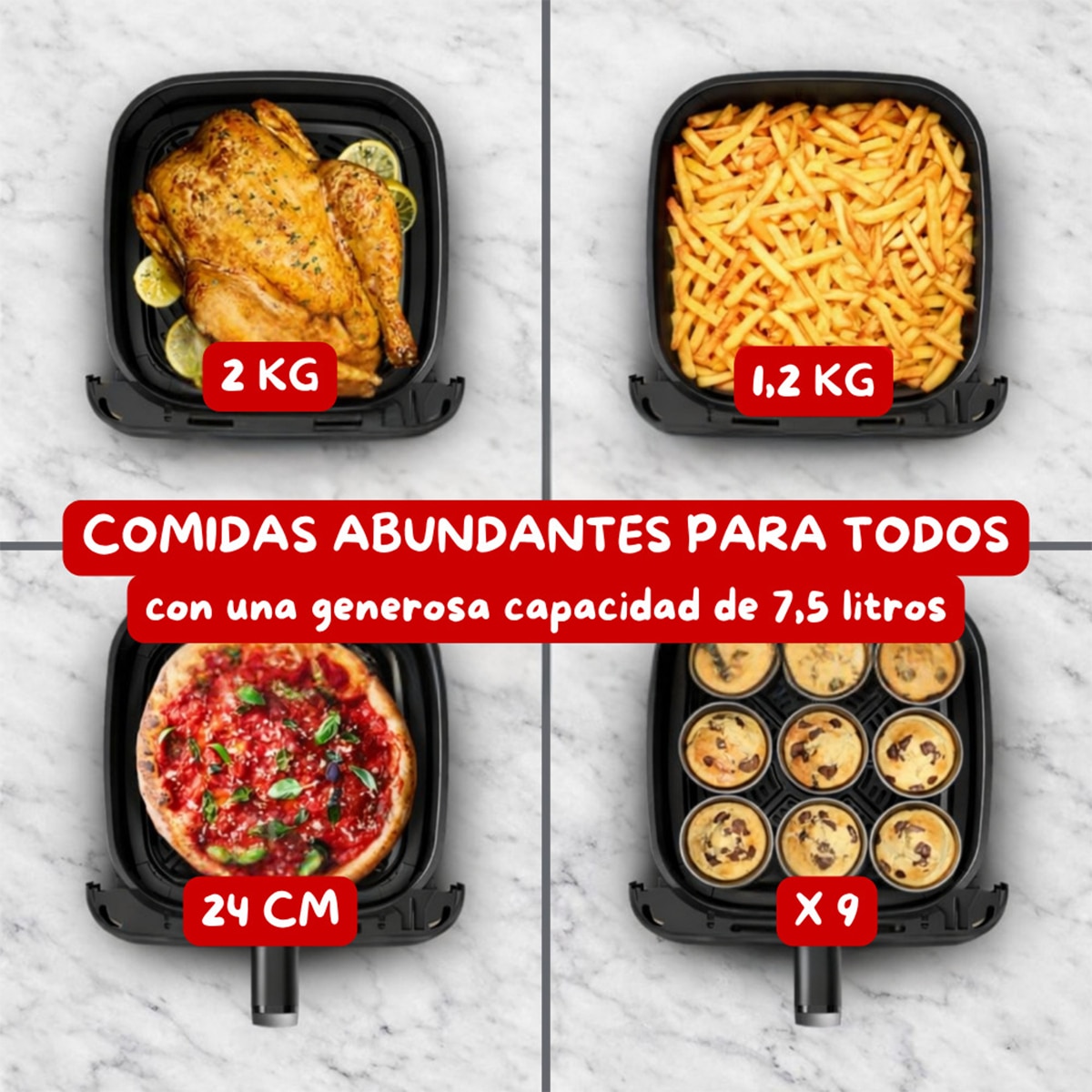 Freidora sin aceite Moulinex EZ866 Easy Fry Mega Compact 7,5 litros hasta 8 personas Gris-6
