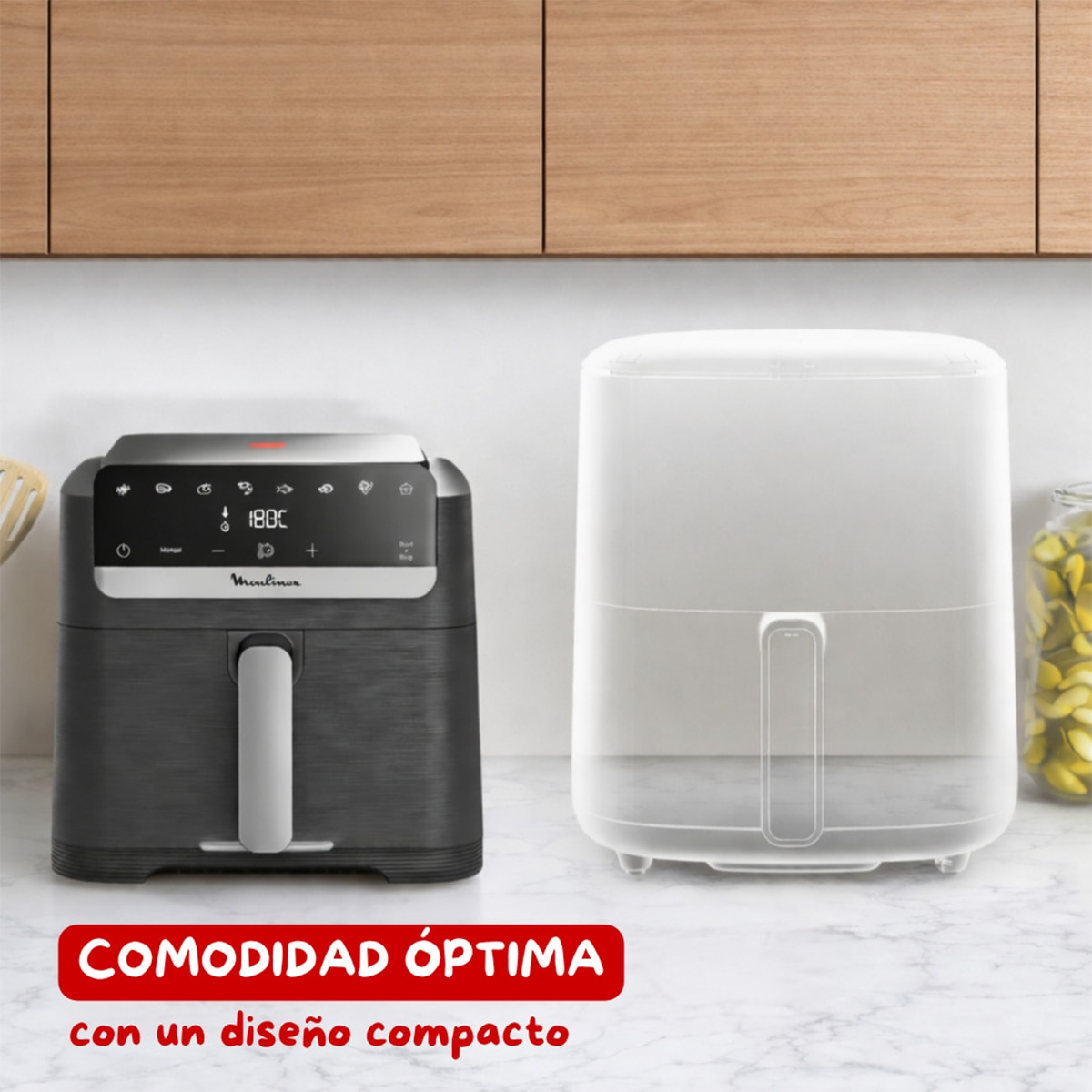 Freidora sin aceite Moulinex EZ866 Easy Fry Mega Compact 7,5 litros hasta 8 personas Gris-7