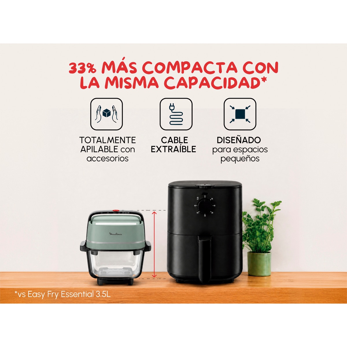 Freidora de aire Moulinex Crisp&Go FY7014 de cristal apilable y portátil - Azul Azul-5