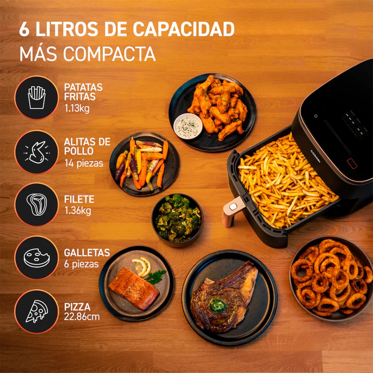 Freidora de Aire Cosori TurboBlaze CAF-DC602-KEUR con revestimiento cerámico - Negro Negro-5