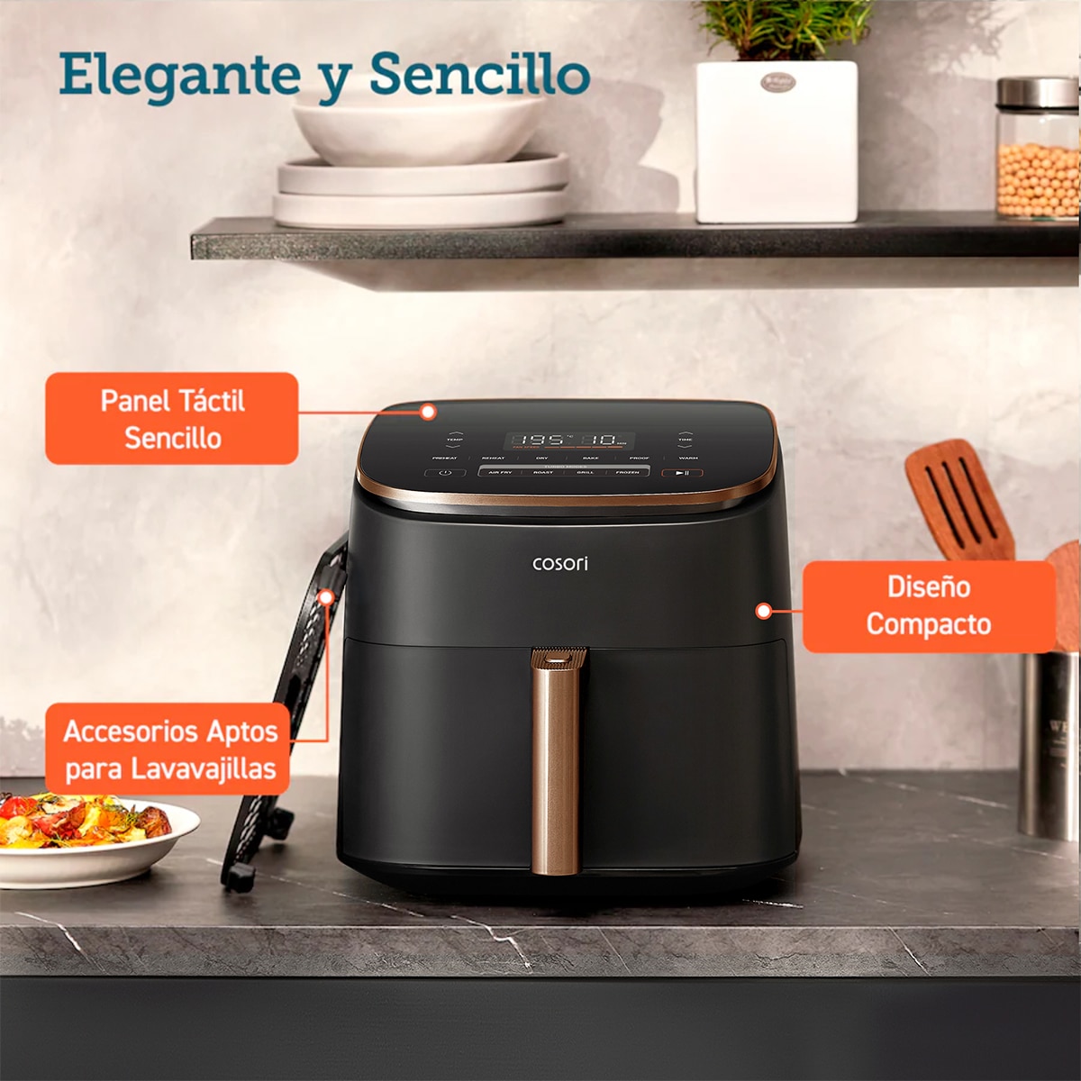 Freidora de Aire Cosori TurboBlaze CAF-DC602-KEUR con revestimiento cerámico - Negro Negro-7
