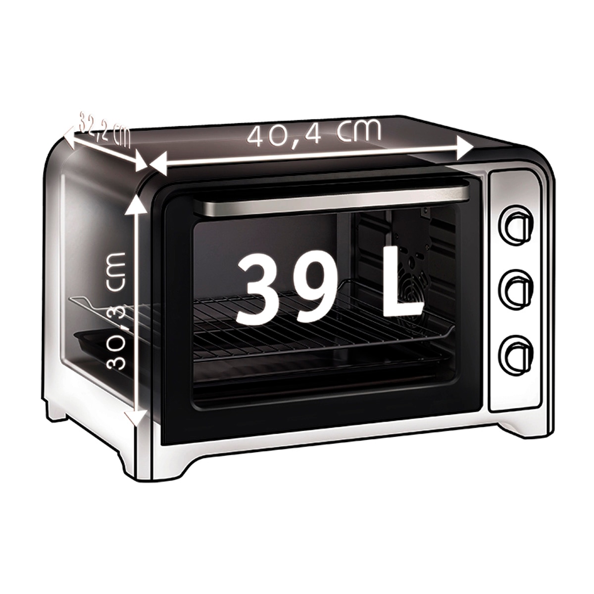 Horno de Sobremesa Moulinex Optimo OX484810, 39L, 6 Funciones Negro-5