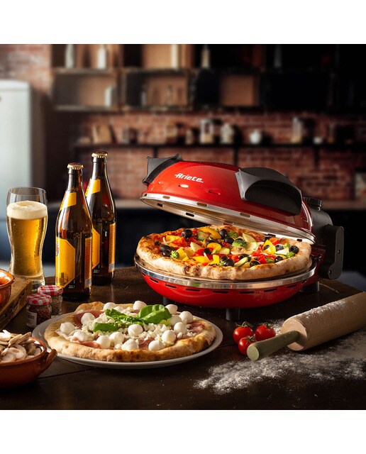 Mini horno para pizza Ariete 909 con método horno de leña Rojo-7