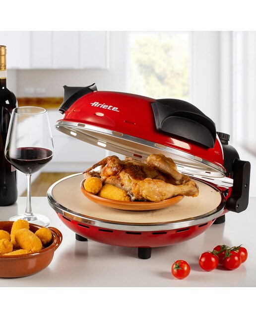 Mini horno para pizza Ariete 909 con método horno de leña Rojo-9