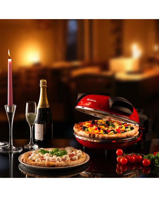 Mini horno para pizza Ariete 909 con método horno de leña Rojo-10