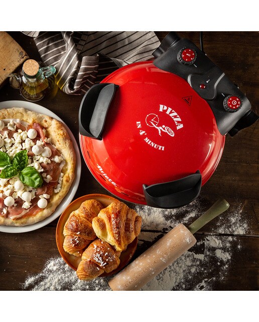 Mini horno para pizza Ariete 909 con método horno de leña Rojo-11