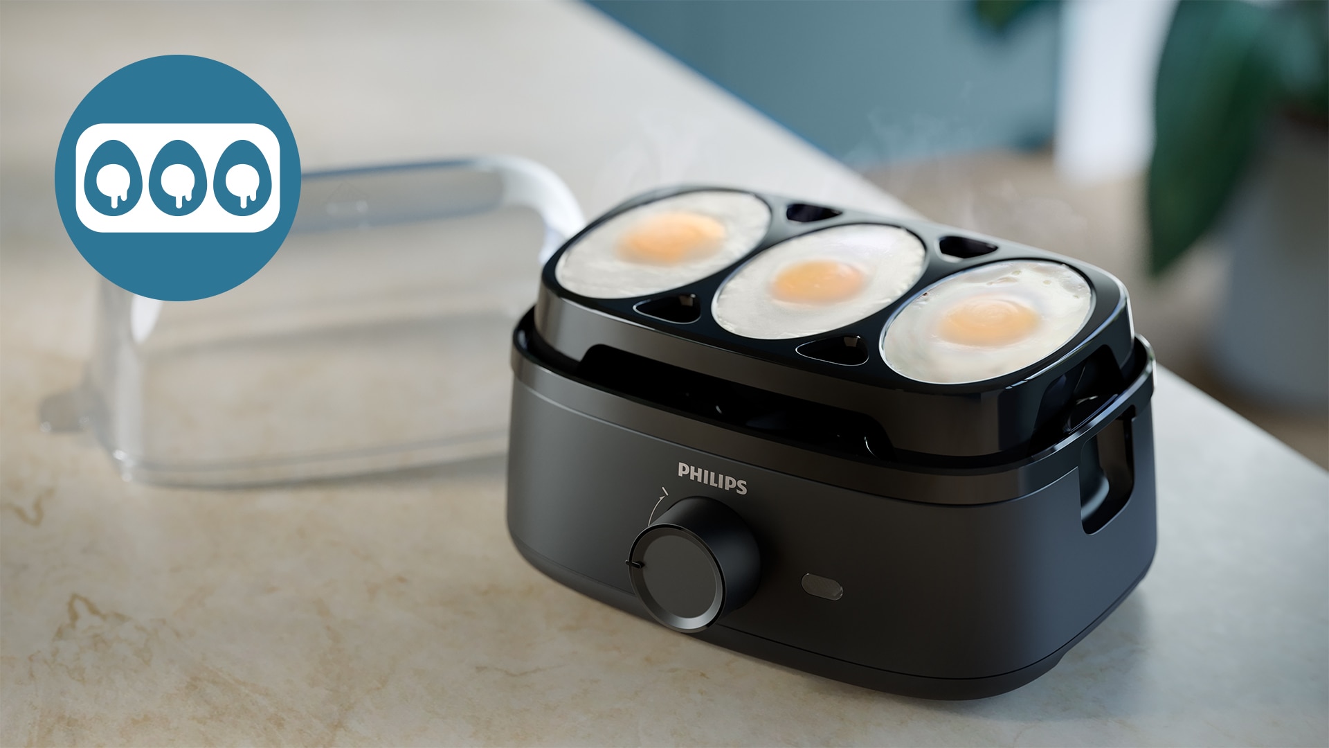 Cuecehuevos Philips Egg Cooker 3000 Series con capacidad para 6 huevos Negro-13