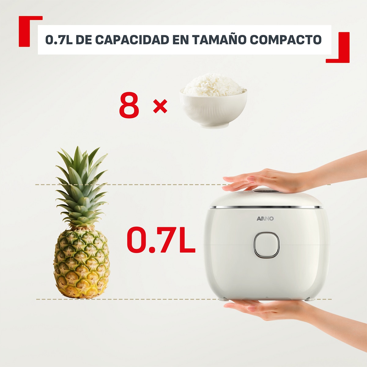 Arrocera eléctrica multifunción Tefal POP, RK535, hasta 4 raciones, 0,7 litros - Crema Crema-2