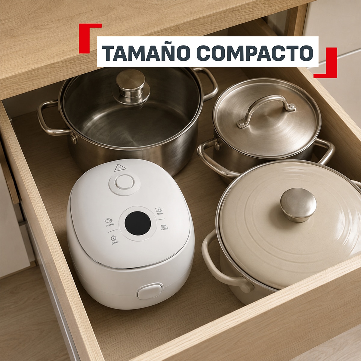 Arrocera eléctrica multifunción Tefal POP, RK535, hasta 4 raciones, 0,7 litros - Crema Crema-4