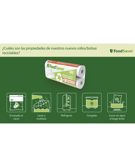 Pack 2 rollos par envasar al vacío FoodSaver FSRE2802X-01 8