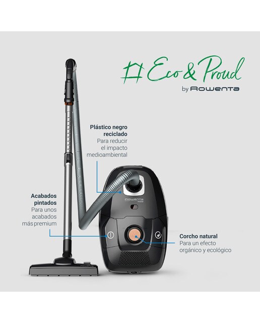Aspirador com Saco Rowenta RO6189 Green Force Effitech Total Clean com Filtro HEPA - Preto e Cinzento Preto-3
