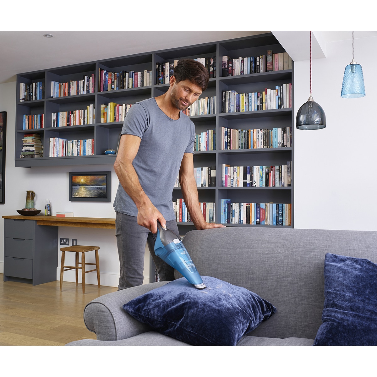 Aspirador de mano Black+Decker WDC-215-WA Dustbuster Inalámbrico aspira líquidos y sólidos Azul-4