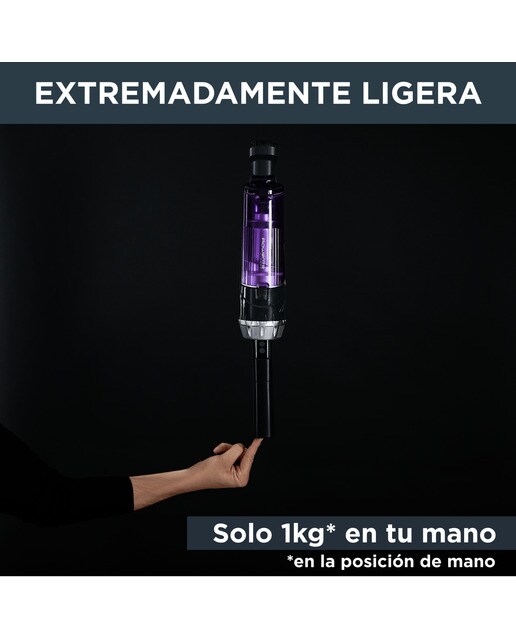 Aspirador de escoba recargable Rowenta X Nano extra ligera, 40 min autonomía, Essential Negro / Lila-7