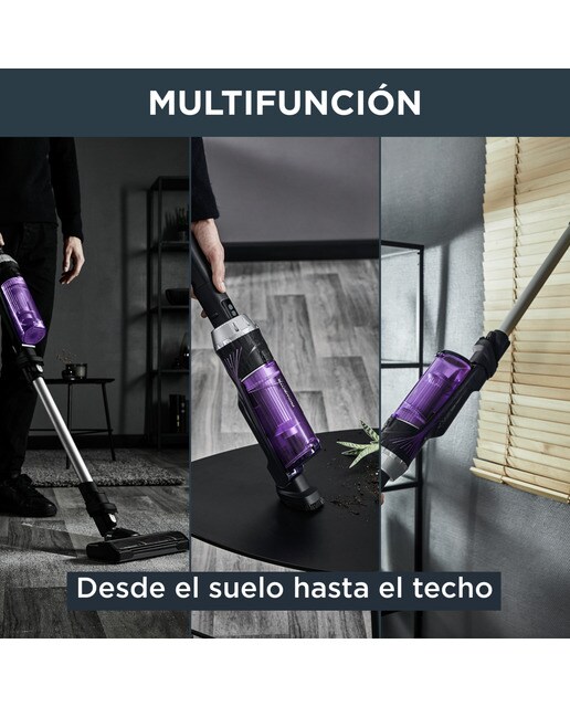 Aspirador de escoba recargable Rowenta X Nano extra ligera, 40 min autonomía, Essential Negro / Lila-9