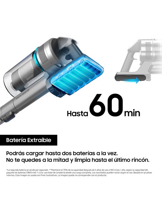 Aspiradora sin Cable Samsung Jet 75E Complete 200AW Cepillo Mascotas VS20B75ACR5/WA Negro Metálico-5