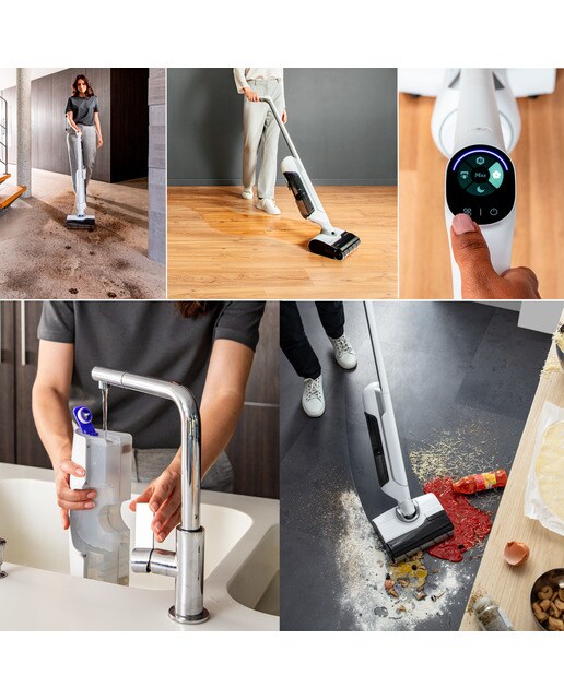 Fregona eléctrica Rowenta X-Clean 10 Tecnología Wet & Dry, Autolimpieza y Secado Automático Blanco-10