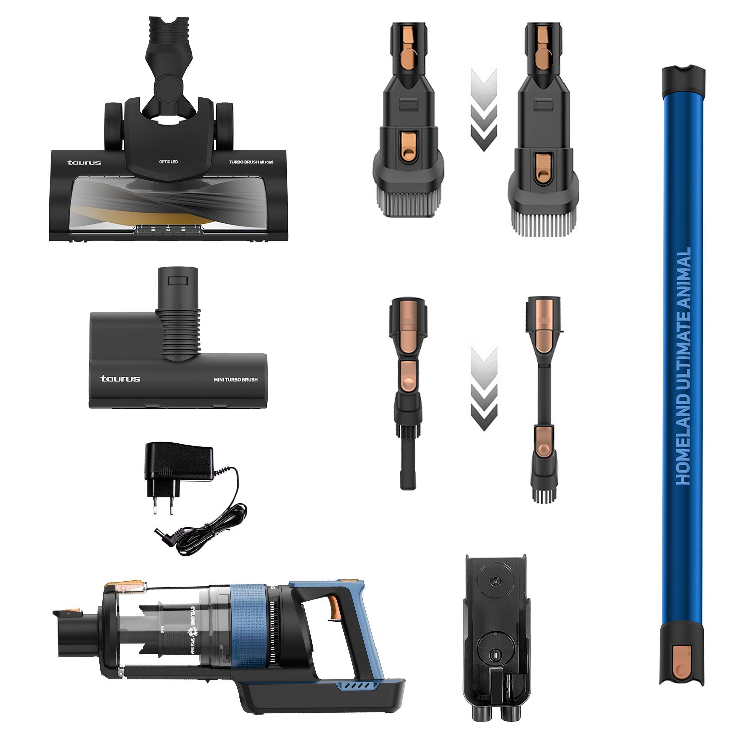 Aspirador de escoba recargable Taurus Homeland Ultimate Animal 33,6V Azul / Negro-2