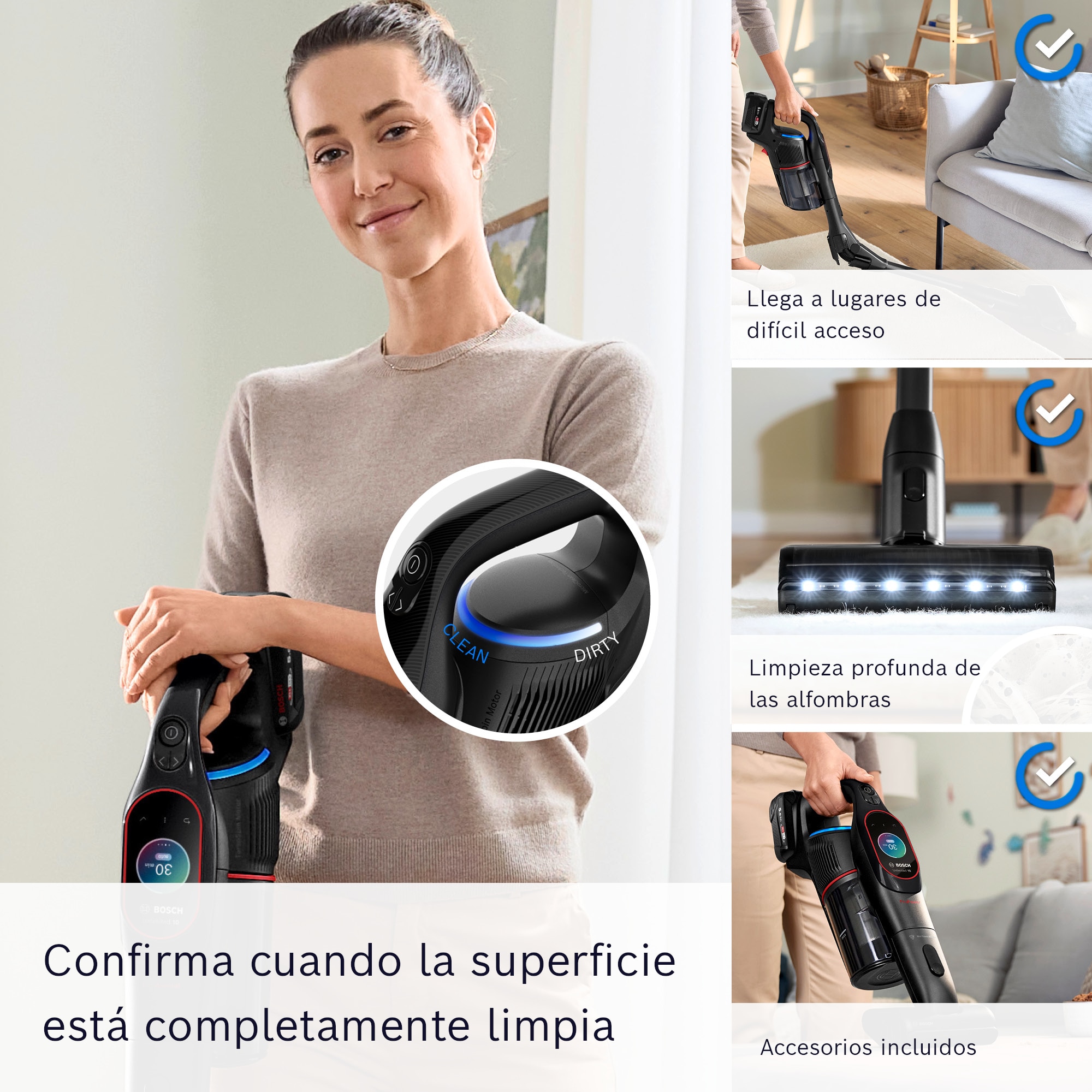 Aspirador escoba sin cable, Bosch, Unlimited 10, BCS1051POW Negro-8