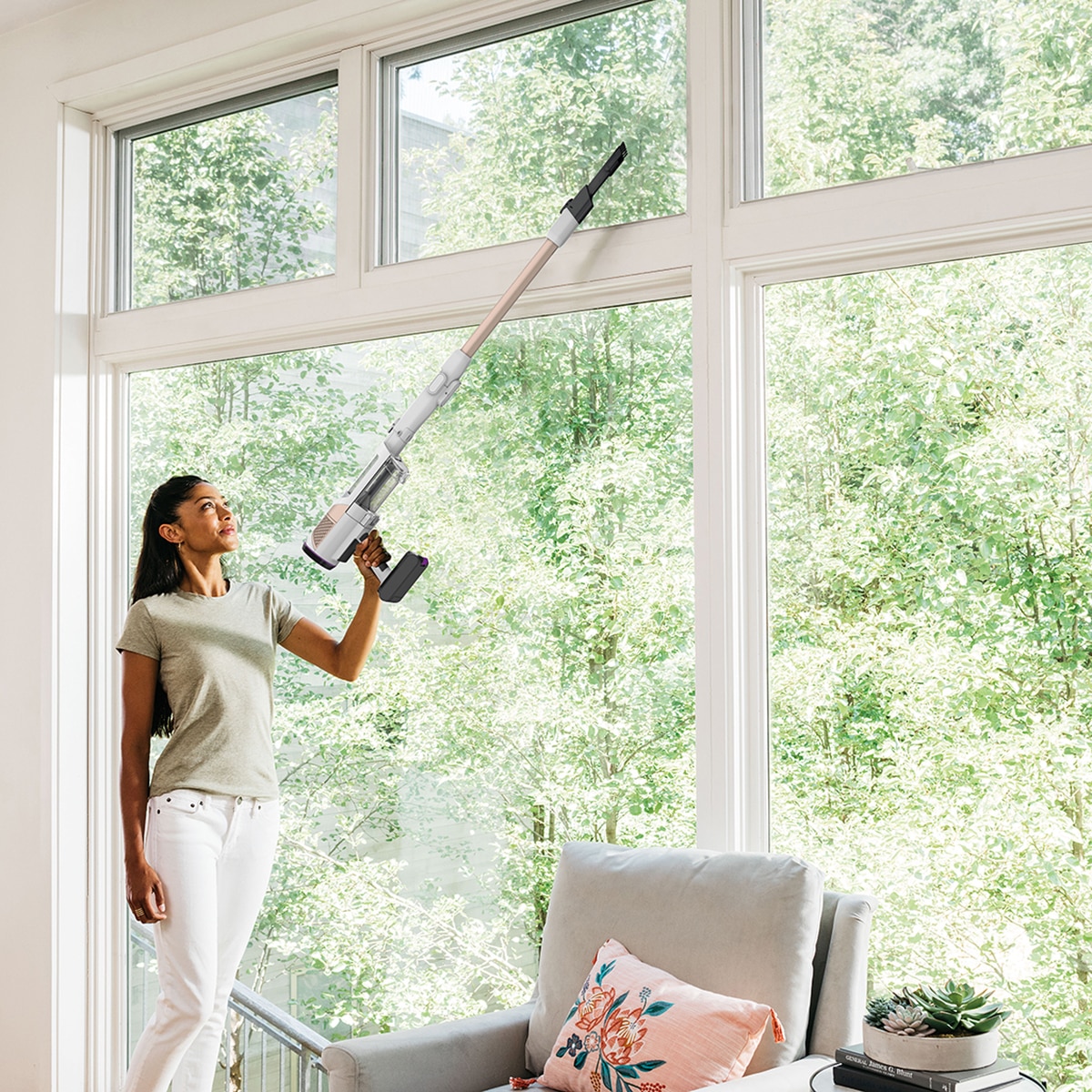Aspirador de escoba Shark Detect  + sistema vaciado  IW3612EU Blanco-9