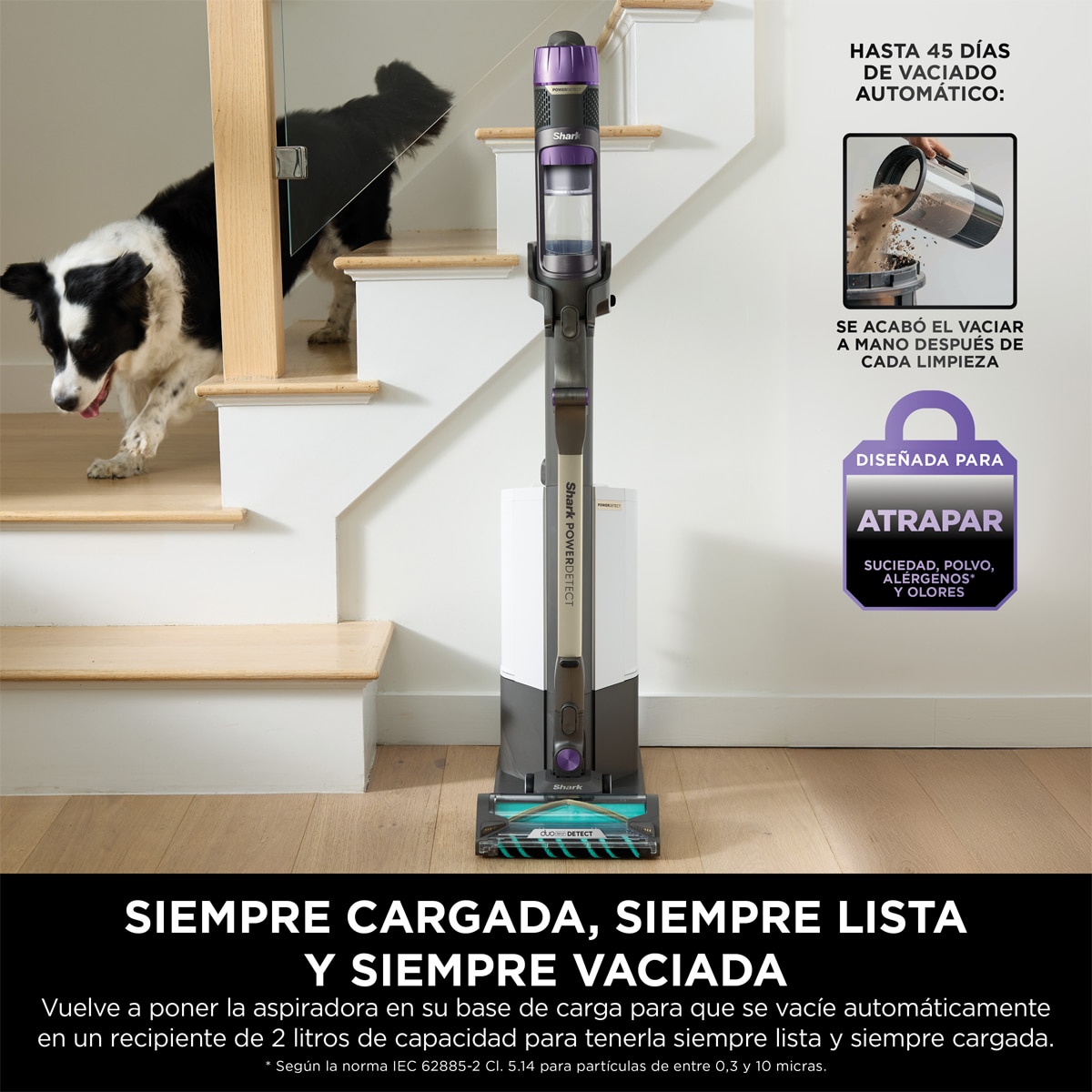 Aspirador de escoba Shark PowerDetect IP3251EUT, 300 W, 70 min Autonomía, Base Autovaciado, Especial Mascotas Gris-7