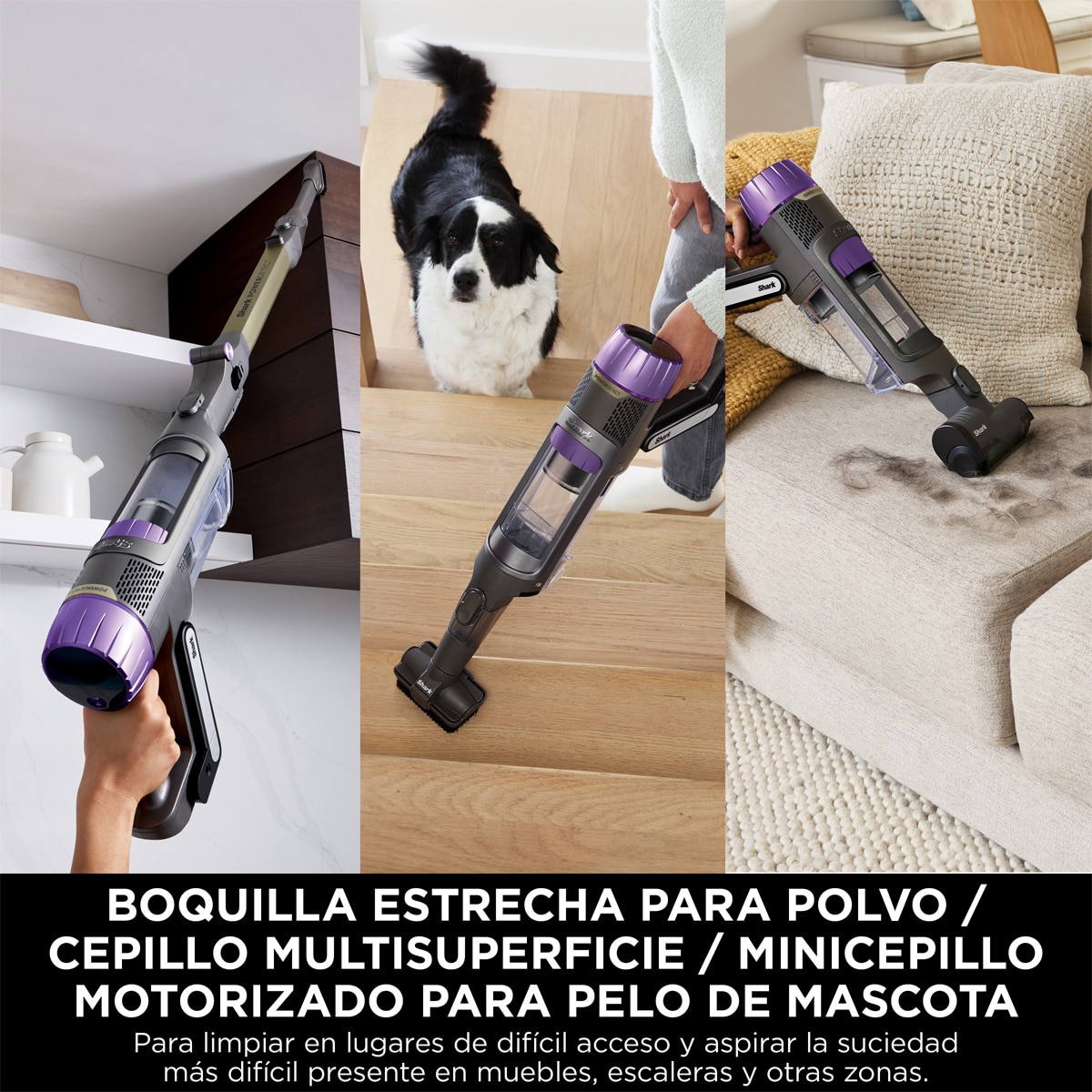 Aspirador de escoba Shark PowerDetect IP3251EUT, 300 W, 70 min Autonomía, Base Autovaciado, Especial Mascotas Gris-12