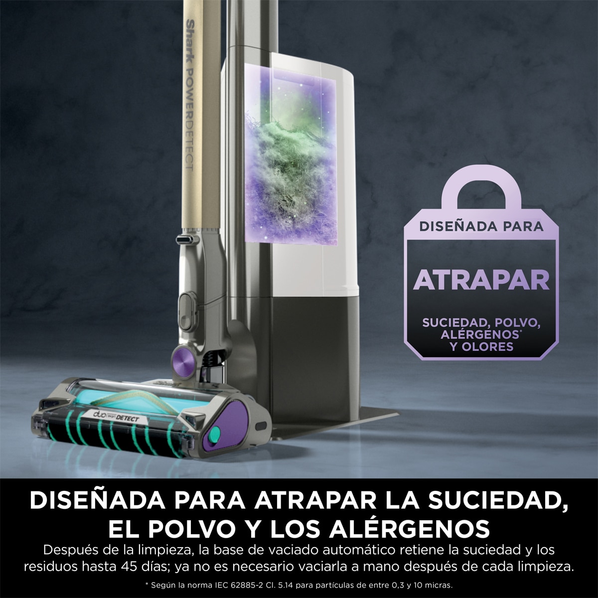 Aspirador de escoba Shark PowerDetect IP3251EUT, 300 W, 70 min Autonomía, Base Autovaciado, Especial Mascotas Gris-16