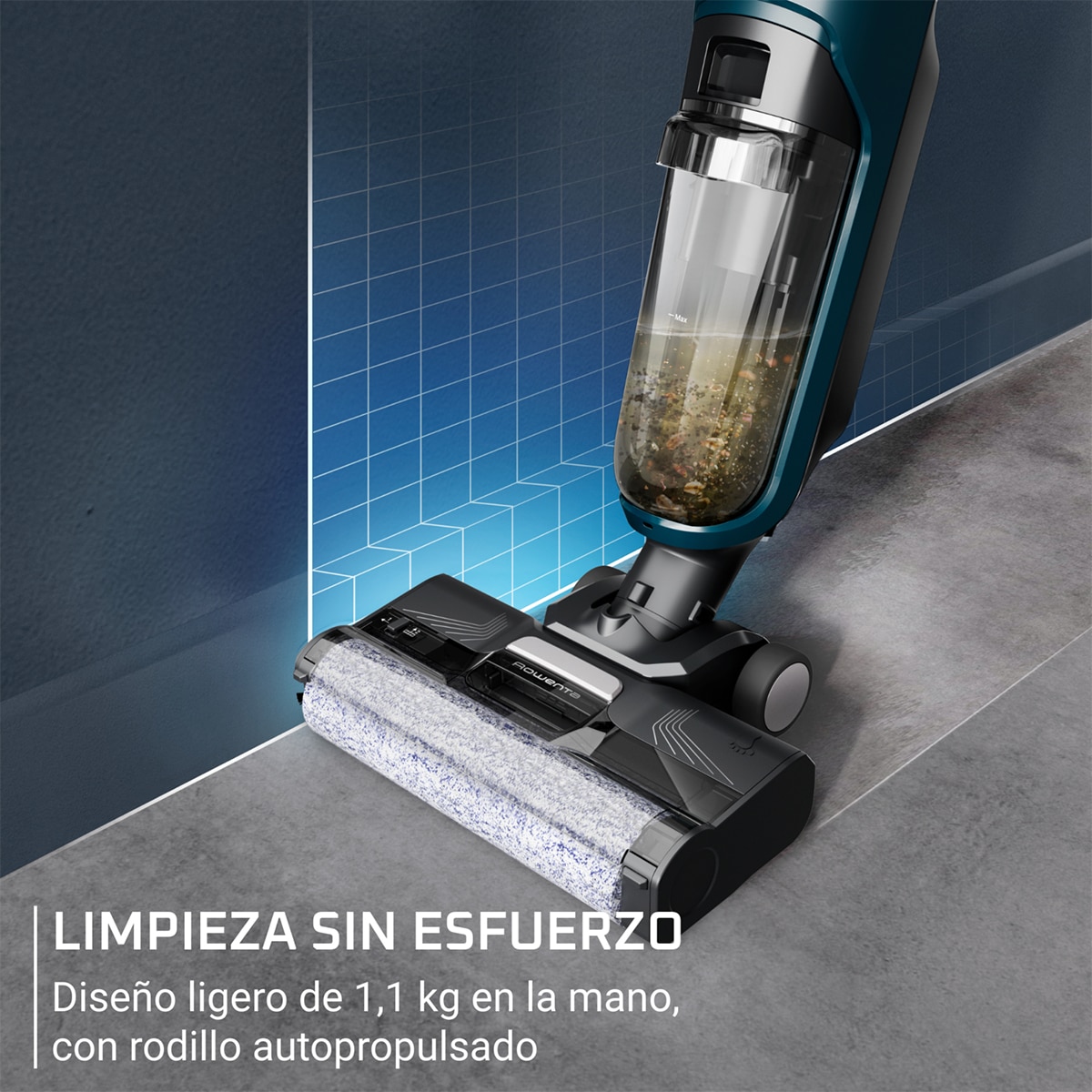 Fregona eléctrica sin cables Rowenta X-Clean 2 con tecnología Wet & Dry 2 en 1 Azul-8
