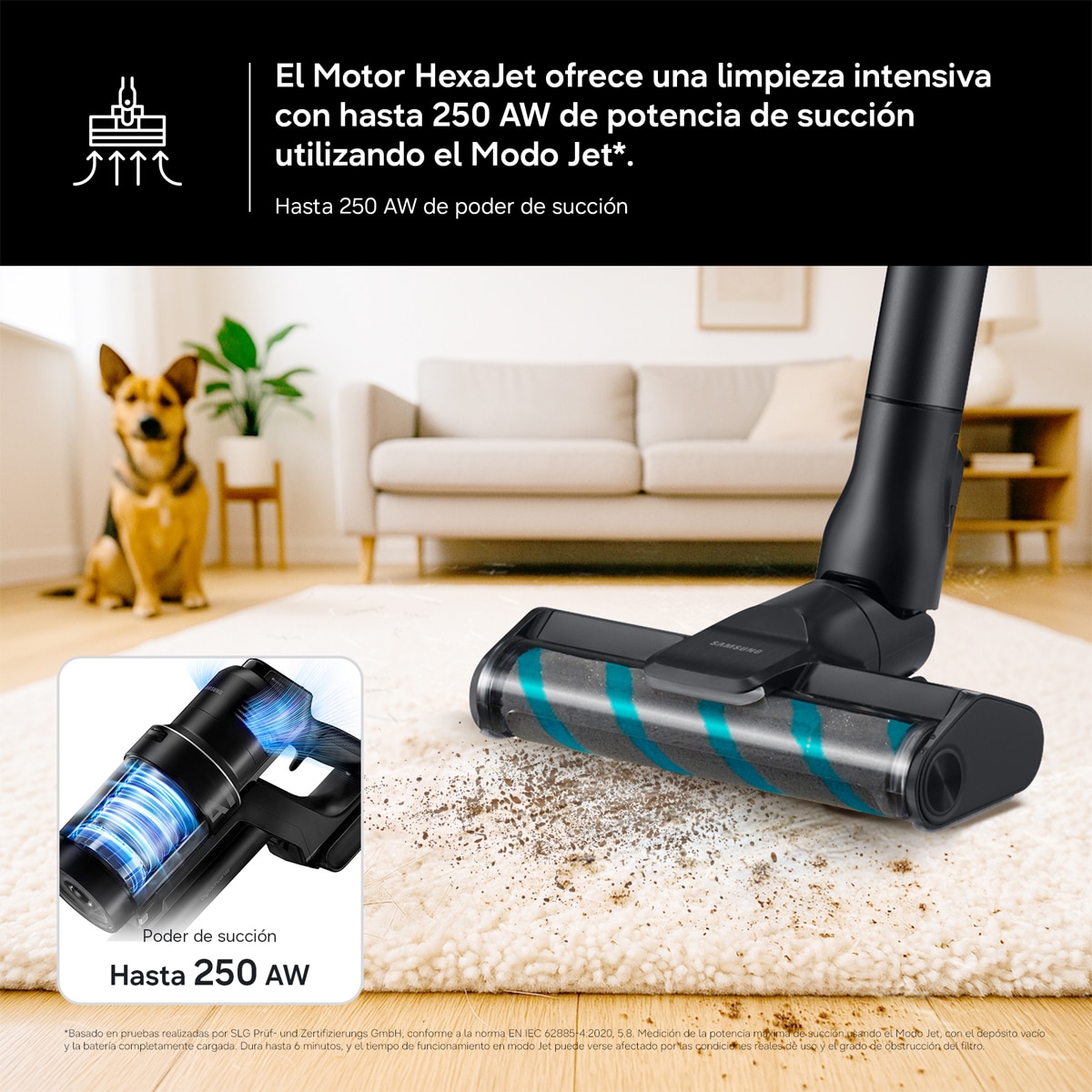 Aspirador de escoba recargable Samsung Jet 85S Complete 250AW Sistema de Filtración HEPA VS70H25WFT/WA Verde-4