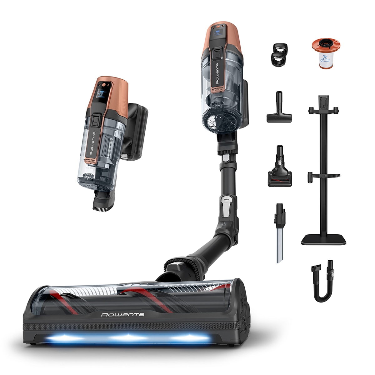 Rowenta - Aspirador de escoba recargable Rowenta X-Force Silence 20.80, RH9E74, Tecnología Flex, 410 AW.
