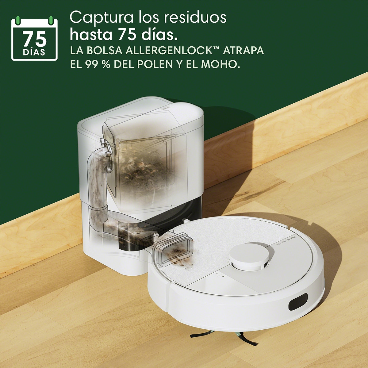 Robot aspirador y friegasuelos Roomba® 105 Combo + Base AutoEmpty? con 75 días de autovaciado y mapeado inteligente ClearView? LiDAR Blanco-3