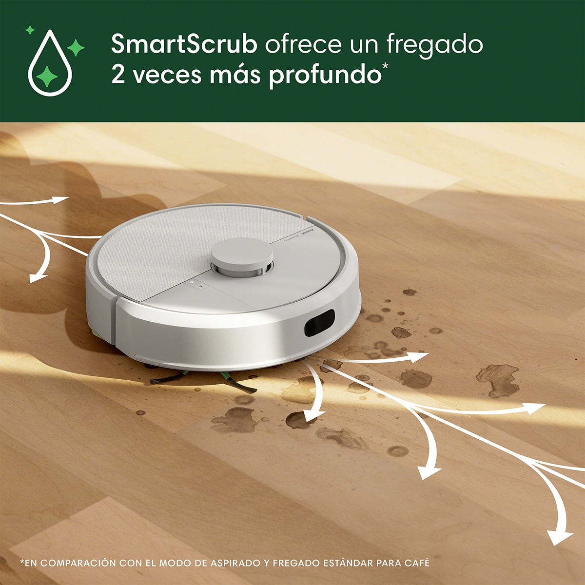Robot aspirador y friegasuelos Roomba® Plus 405 Combo con Base AutoWash™ y mopas giratorias DualClean™ elevables con SmartScrub Blanco-5