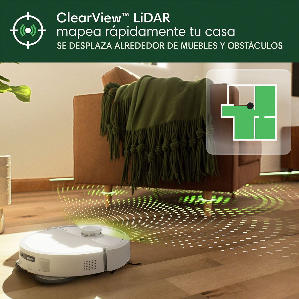 Robot aspirador y friegasuelos Roomba® Plus 405 Combo con Base AutoWash™ y mopas giratorias DualClean™ elevables con SmartScrub Blanco-7