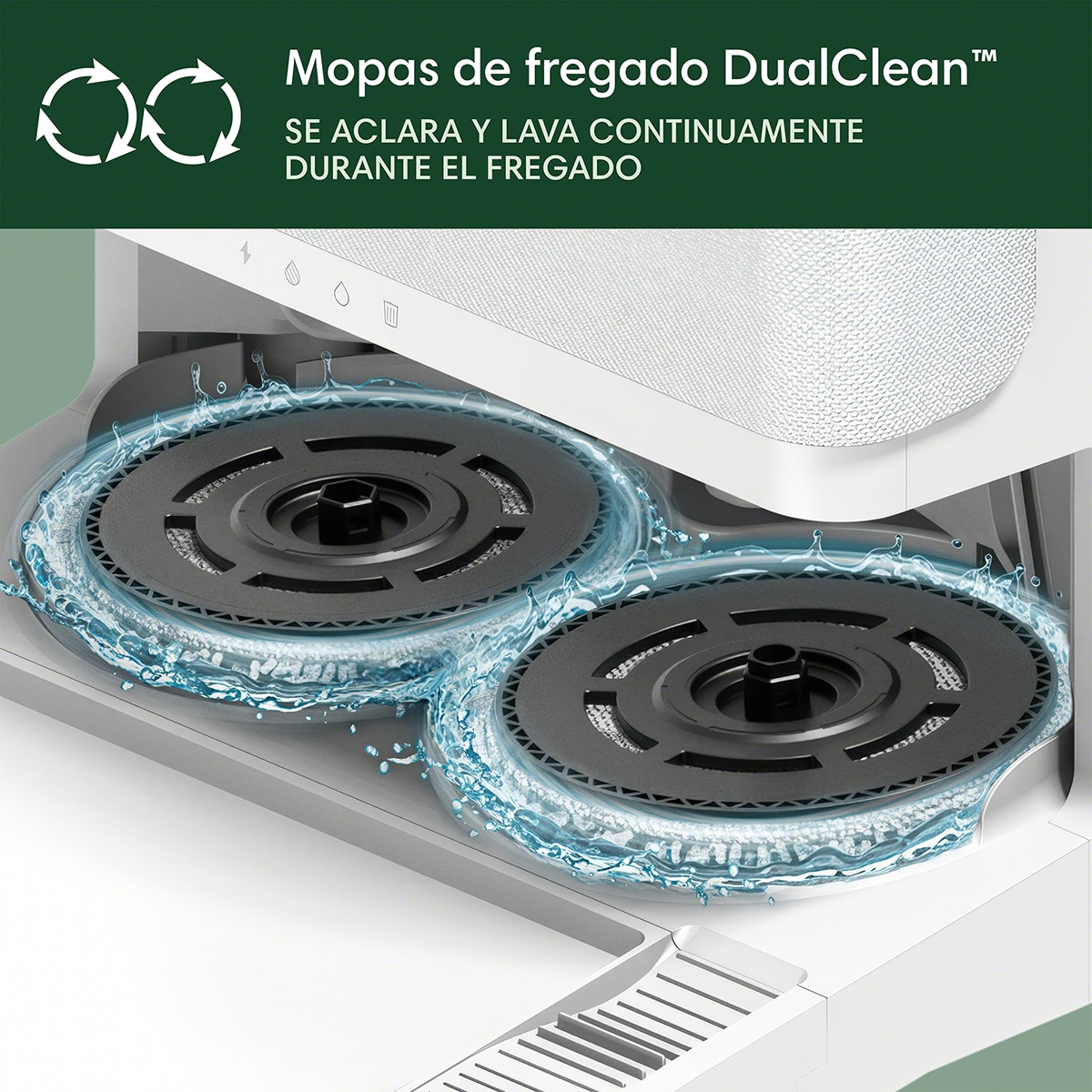 Robot aspirador y friegasuelos Roomba® Plus 405 Combo con Base AutoWash? y mopas giratorias DualClean? elevables con  SmartScrub Blanco-9