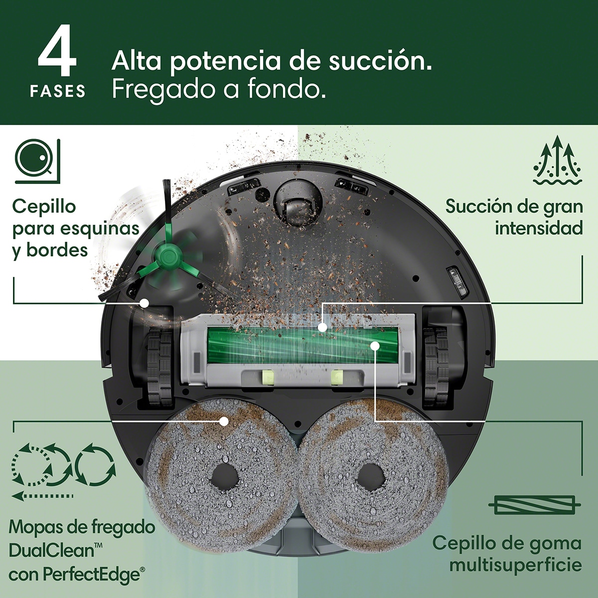 Robot aspirador y friegasuelos Roomba® Plus 505 Combo con Base AutoWash™ y ClearView™ Pro LiDAR Negro-4