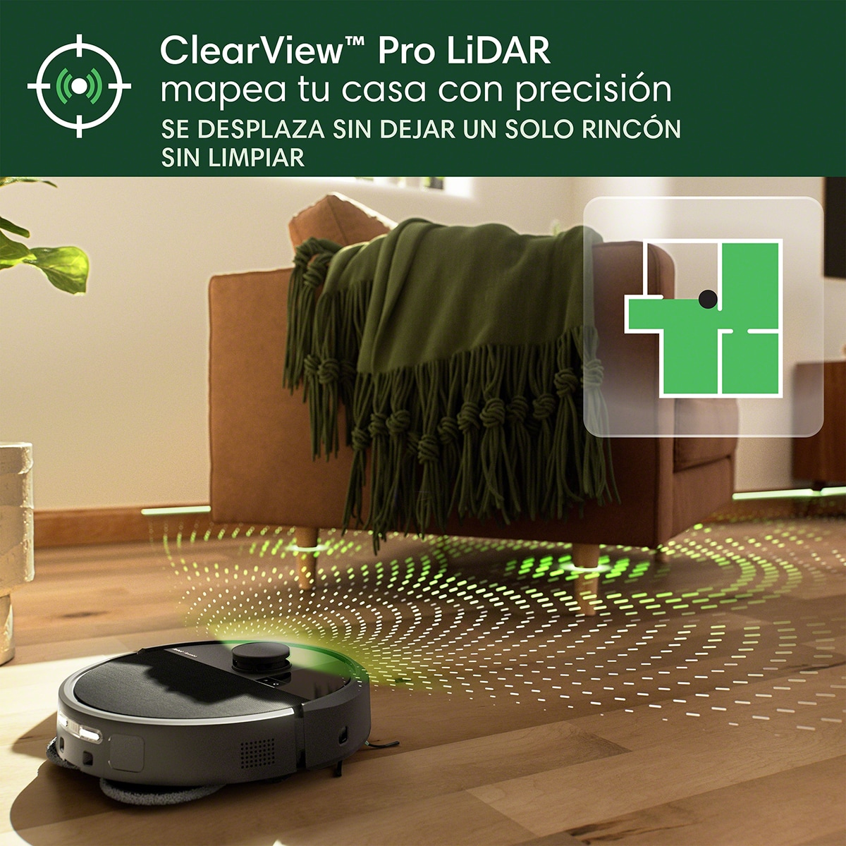 Robot aspirador y friegasuelos Roomba® Plus 505 Combo con Base AutoWash™ y ClearView™ Pro LiDAR Negro-9