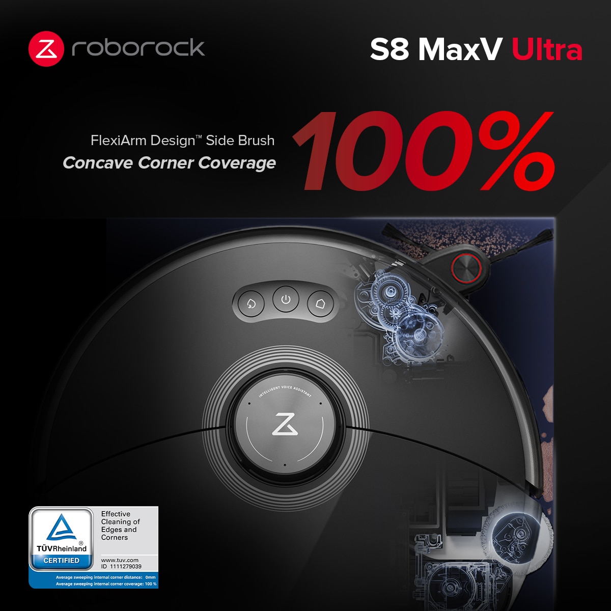 Robot aspirador y friegasuelos Roborock S8 MaxV Ultra base multifuncional fregado de bordes extra - Negro Negro-4