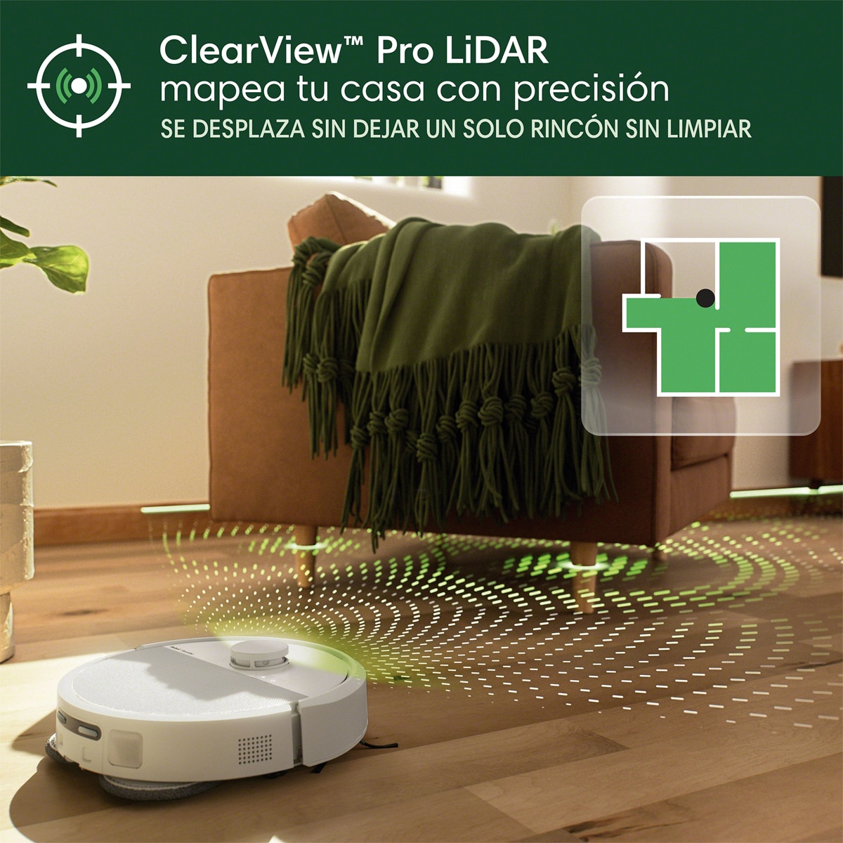 Robot aspirador y friegasuelos Roomba® Plus 505 Combo con Base AutoWash™, ClearView™ Pro LiDAR Blanco-9