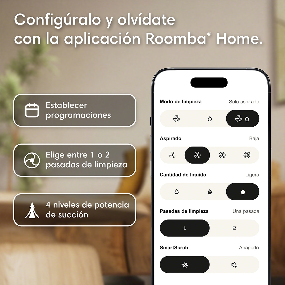 Robot aspirador y friegasuelos Roomba® 115 Combo con 15000 pascales, ClearView LiDAR y fregado SmartScrub Blanco-3