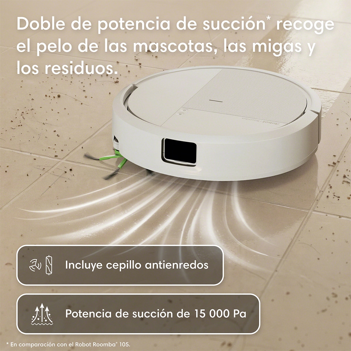 Robot aspirador y friegasuelos Roomba® 115 Combo con 15000 pascales, ClearView LiDAR y fregado SmartScrub Blanco-4