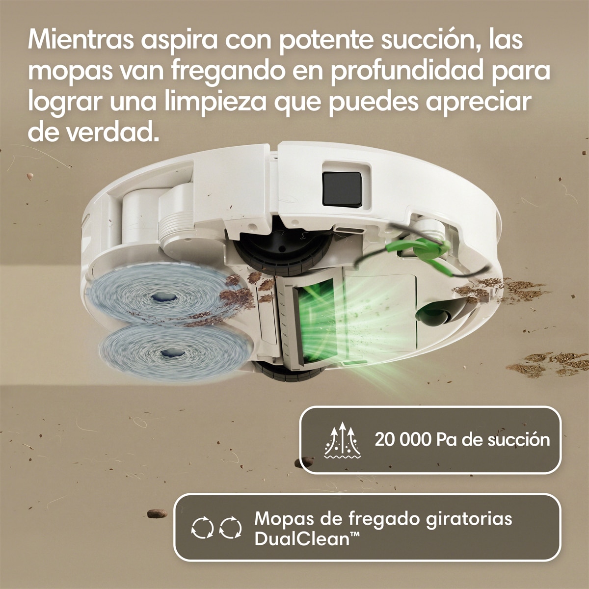 Robot aspirador y friegasuelos Roomba Plus 415 Combo y Base AutoWash multifunción, 20.000Pa, Mopas DualClean Elevables y secado con calor Blanco-2
