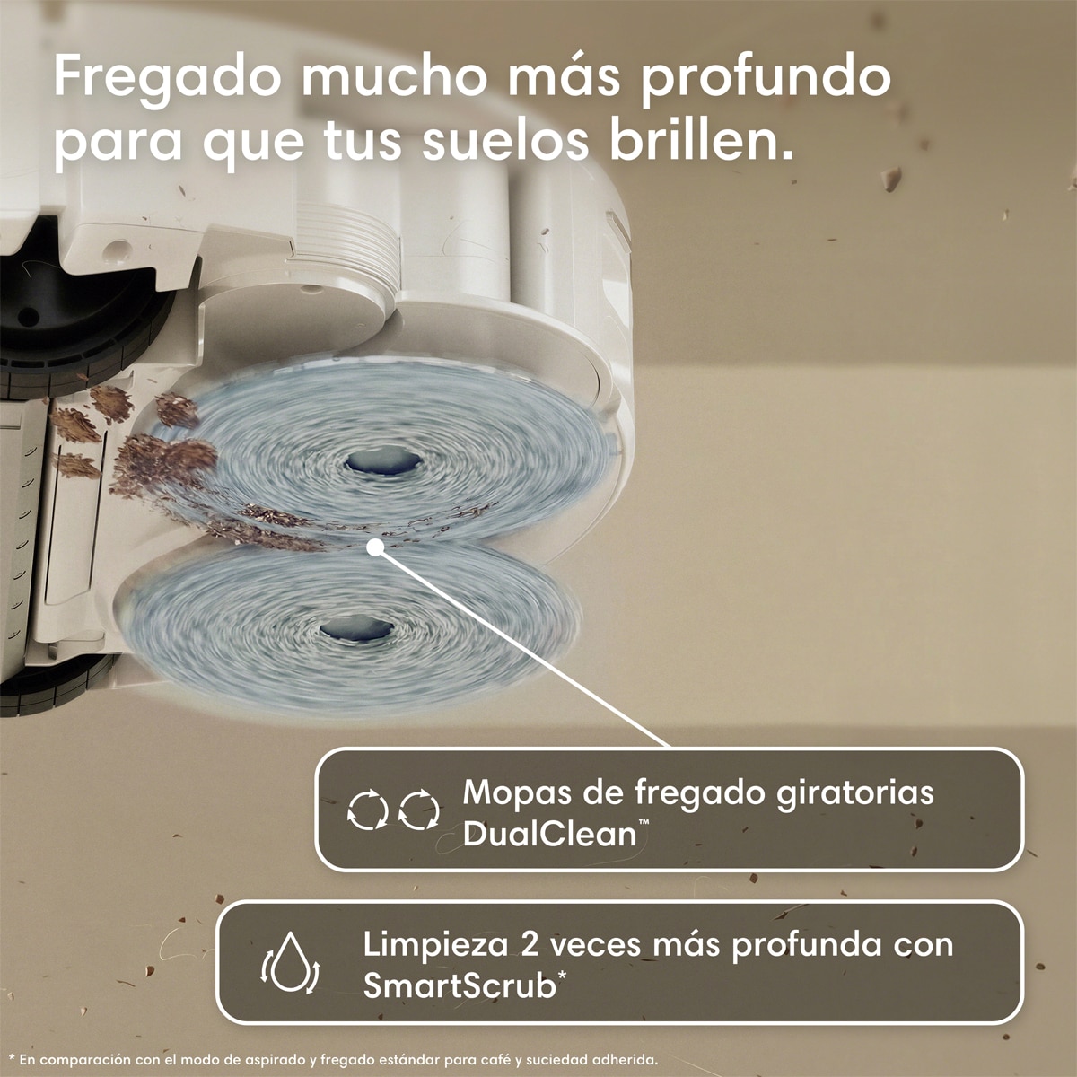 Robot aspirador y friegasuelos Roomba Plus 415 Combo y Base AutoWash multifunción, 20.000Pa, Mopas DualClean Elevables y secado con calor Blanco-4