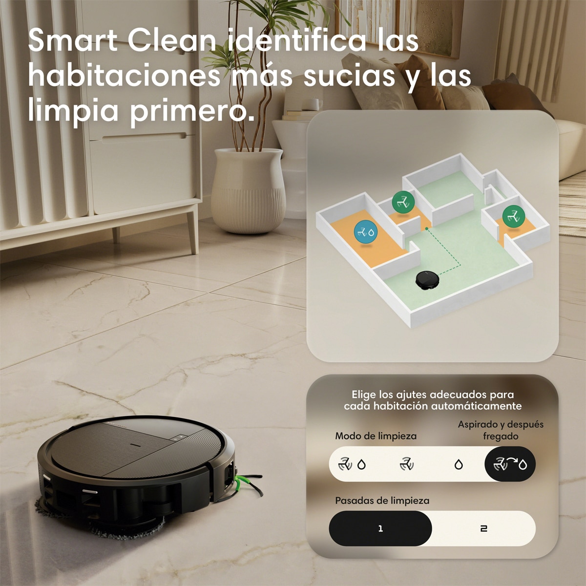 Robot aspirador y friegasuelos Roomba® Plus 575 Combo Base AutoWash multifunción, 25.000Pa, Lava y seca con calor, IA PrecisionVision™ Negros-8