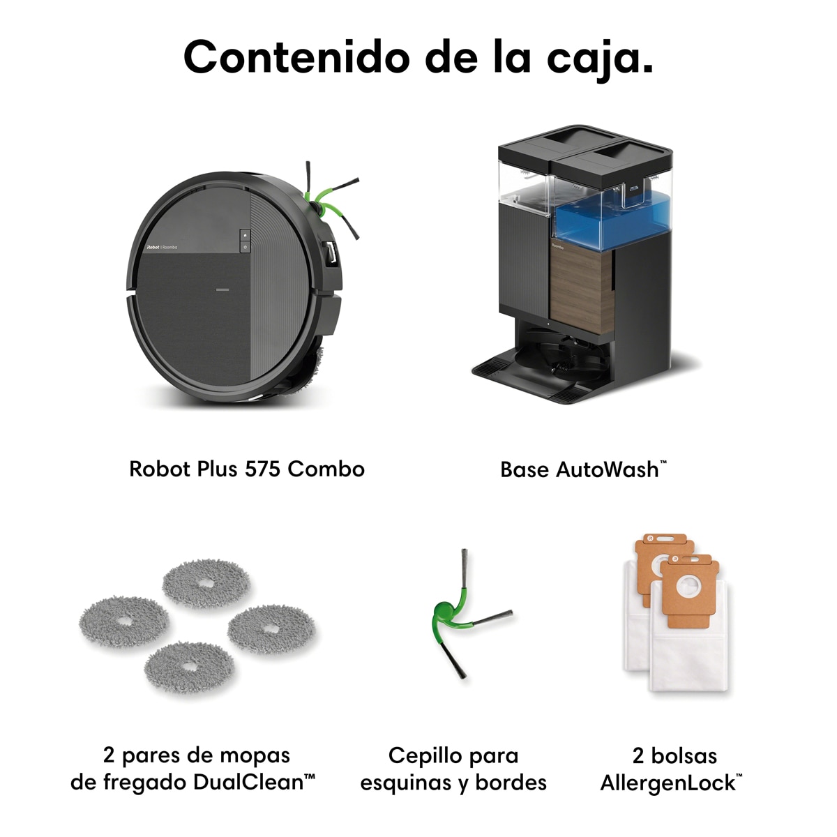 Robot aspirador y friegasuelos Roomba® Plus 575 Combo Base AutoWash multifunción, 25.000Pa, Lava y seca con calor, IA PrecisionVision™ Negros-11