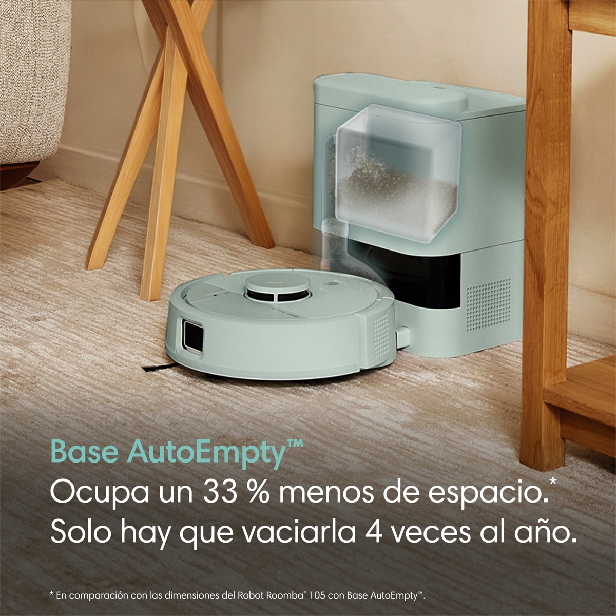 Robot aspirador Roomba® Mini con Base AutoEmpty™ con 90 días de autovaciado y 7.000 Pascales - Verde Verde-10