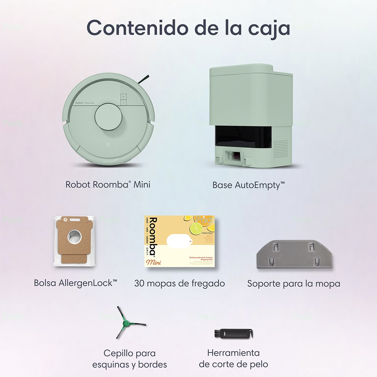 Robot aspirador Roomba® Mini con Base AutoEmpty™ con 90 días de autovaciado y 7.000 Pascales - Verde Verde-12