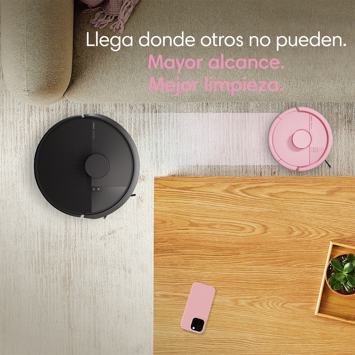 Robot aspirador Roomba® Mini con Base AutoEmpty™ con 90 días de autovaciado y 7.000 Pascales - Rosa Rosa-4